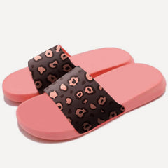 Women's Fashion Black Coral Leopard Slide Sandals- sale!