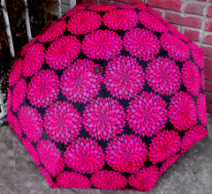 Black Flower Bloom Compact Umbrella-auto open/close sale!