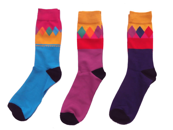Fun Diamond Adult Socks - 3 pack