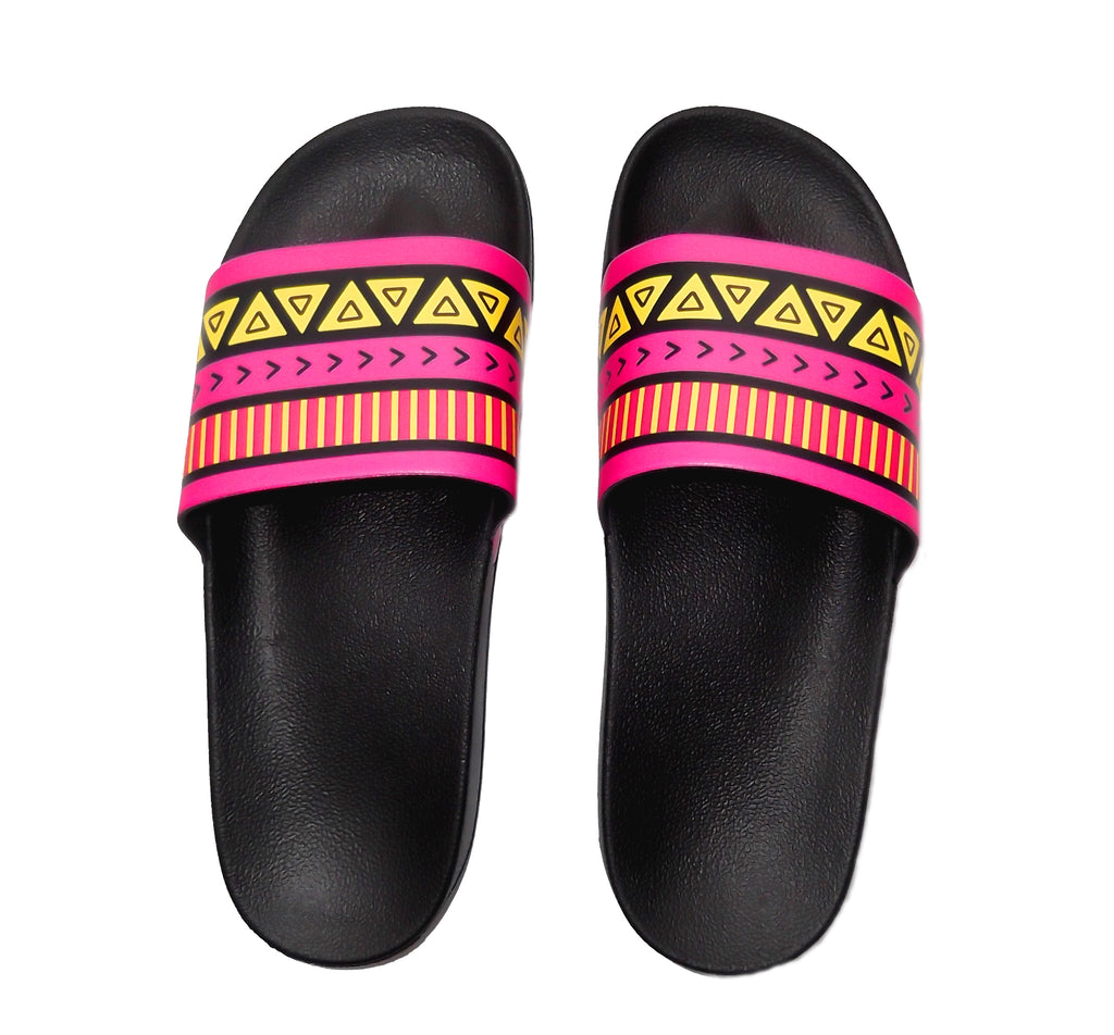 Women's Fashion Pink/yellow Hawaiian Slide Sandals- sale!