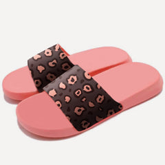 Black/Coral Leopard Slide Sandals- sale!