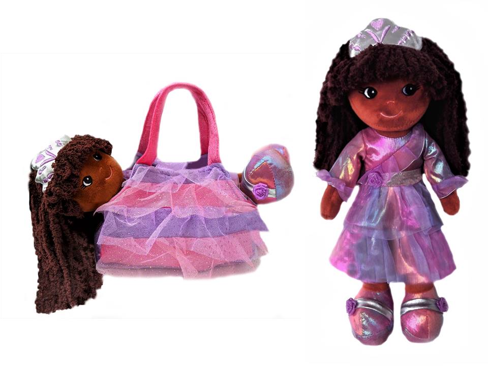 Elana Black Princess Rag Doll with purse