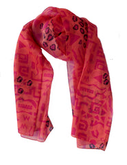 Coral/Pink Leopard print Chiffon Beach Wrap/Scarf- sale!